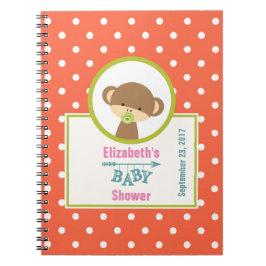 Bruine Baby-aap met Pacifier-Baby shower Notitieboek