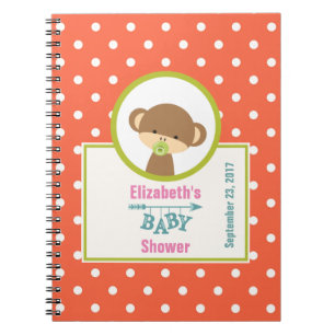 Bruine Baby-aap met Pacifier-Baby shower Notitieboek