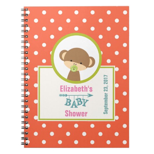 Bruine Baby-aap met Pacifier-Baby shower Notitieboek (Voorkant)