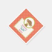Bruine Baby-aap met Pacifier-Baby shower Servet (Hoek)