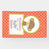 Bruine Baby-aap met Pacifier-Baby shower Spandoek (Horizontaal)