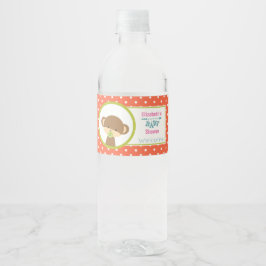 Bruine Baby-aap met Pacifier-Baby shower Waterfles Etiket