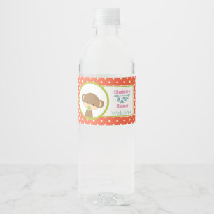 Bruine Baby-aap met Pacifier-Baby shower Waterfles Etiket