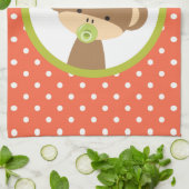 Bruine Baby aap met Pacifier op Polka Dots Theedoek (Gevouwen)