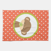 Bruine Baby aap met Pacifier op Polka Dots Theedoek (Horizontaal)