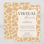 Bruine Baby Jongen Giraffe Shower Virtuele Uitnodi (Voorkant / Achterkant)