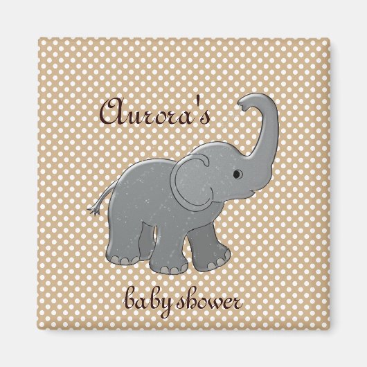 bruine baby shower olifant magneet (Voorkant)