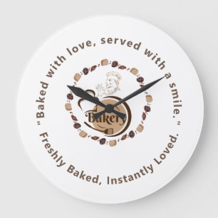 Bruine Bakkerij Chef Logo Koekjes Croissant Grote Klok