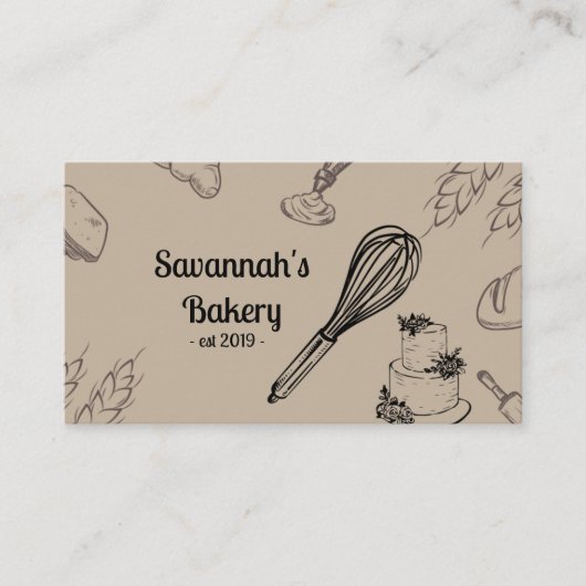 Bruine Bakkerij Collage Whisk Visitekaartje (Voorkant)