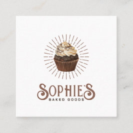 Bruine bakkerij Cupcake Logo  Typografie Vierkante Visitekaartje