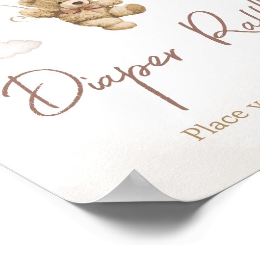 Bruine ballon Beer Baby shower luier Raffle Poster (Hoek)