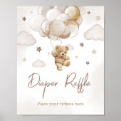 Bruine ballon Beer Baby shower luier Raffle Poster (Voorkant)
