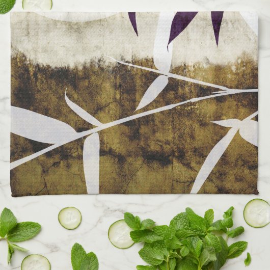 Bruine Bamboe Moon Fall Leaves Theedoek (Gevouwen)