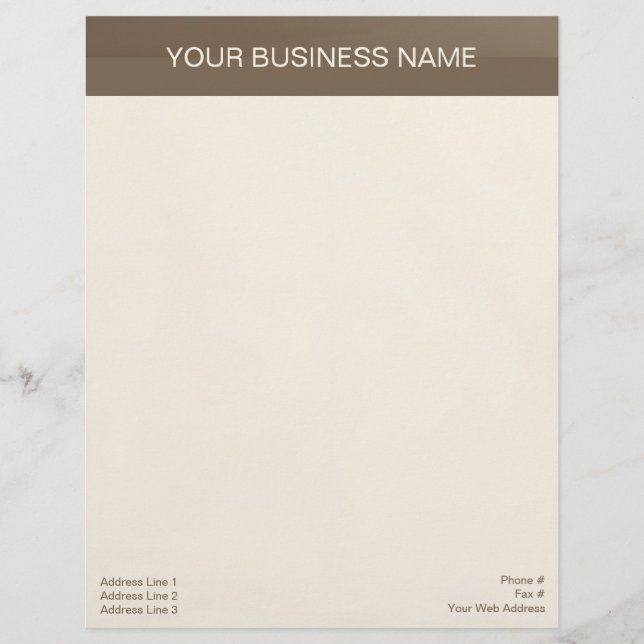 Bruine banner op beige briefhoofd (Voorkant)