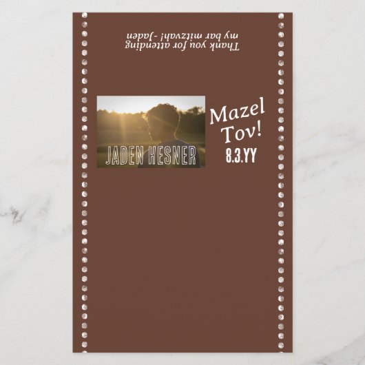 Bruine Bar Mitswa Chocoladereep Verpakking Flyer (Voorkant)