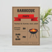 Bruine Barbecue Party Uitnodiging (Staand voorkant)