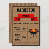Bruine Barbecue Party Uitnodiging (Voorkant / Achterkant)
