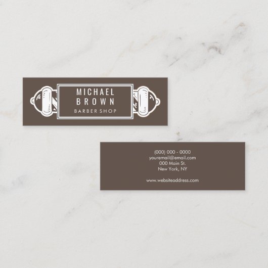 bruine Barber Pole | kapper | Haarstylist Mini Visitekaartje (Voorkant / Achterkant)