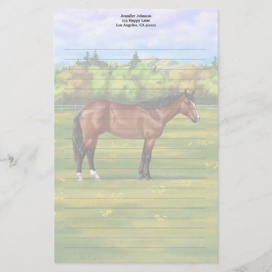 Bruine Bay Quarter Horse Briefpapier (Voorkant)