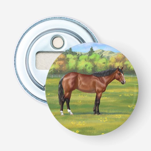 Bruine Bay Quarter Horse Button Flesopener (Voorkant)