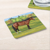 Bruine Bay Quarter Horse Kartonnen Onderzetters (Schuin)