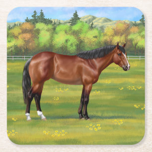 Bruine Bay Quarter Horse Kartonnen Onderzetters