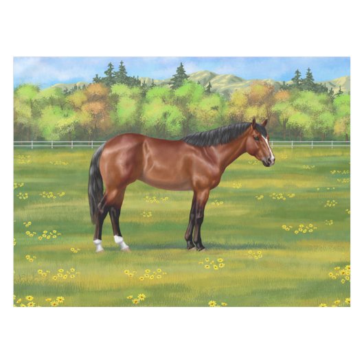 Bruine Bay Quarter Horse Tafelkleed (Voorkant (Horizontaal))