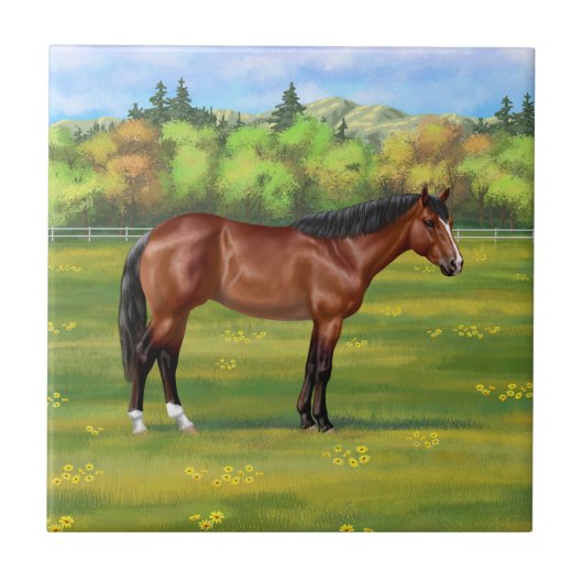 Bruine Bay Quarter Horse Tegeltje (Voorkant)
