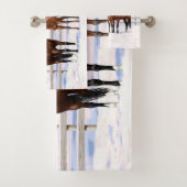 Bruine Bay Quarter Paarden in sneeuw Bad Handdoek (Insitu)