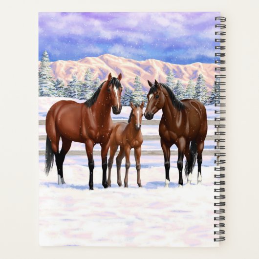 Bruine Bay Quarter Paarden in sneeuw Planner (Achterkant)
