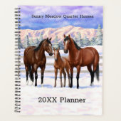 Bruine Bay Quarter Paarden in sneeuw Planner (Voorkant)