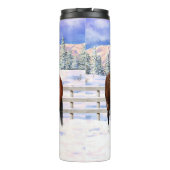 Bruine Bay Quarter Paarden in sneeuw Thermosbeker (Achterkant)