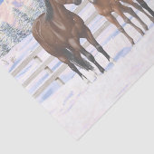 Bruine Bay Quarter Paarden in sneeuw Tissuepapier (Detail)