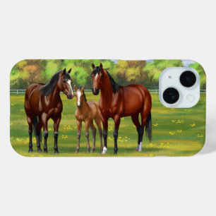 Bruine bazardpaarden in zomerperiode iPhone 15 case