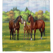 Bruine bazardpaarden in zomerperiode douchegordijn (Voorkant)