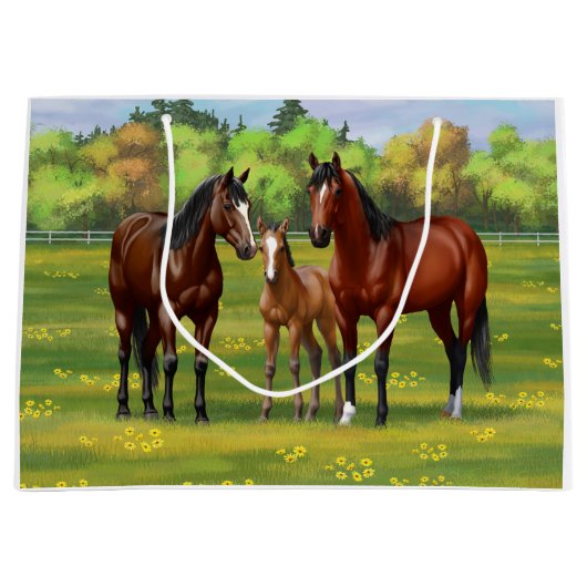 Bruine bazardpaarden in zomerperiode groot cadeauzakje (Voorkant)