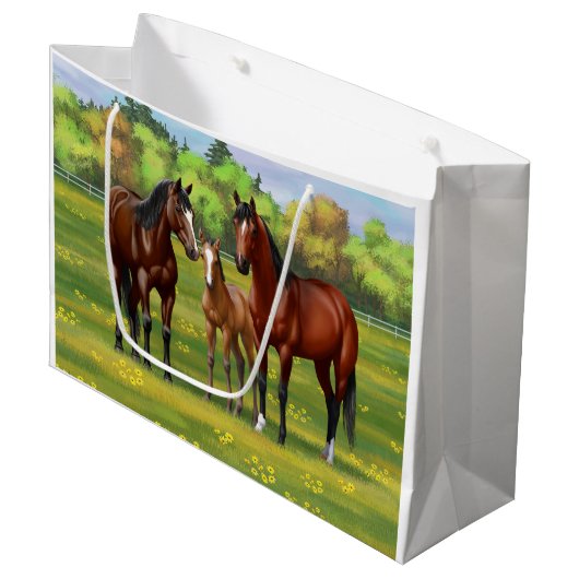 Bruine bazardpaarden in zomerperiode groot cadeauzakje (Voorkant Gekanteld)