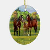 Bruine bazardpaarden in zomerperiode keramisch ornament (Rechts)