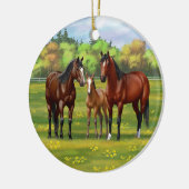 Bruine bazardpaarden in zomerperiode keramisch ornament (Links)