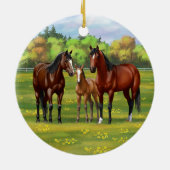 Bruine bazardpaarden in zomerperiode keramisch ornament (Achterkant)