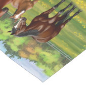 Bruine bazardpaarden in zomerperiode korte tafelloper (Hoek)