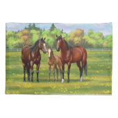 Bruine bazardpaarden in zomerperiode kussensloop (Achterkant-Links)