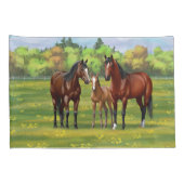 Bruine bazardpaarden in zomerperiode kussensloop (Achterkant-Rechts)