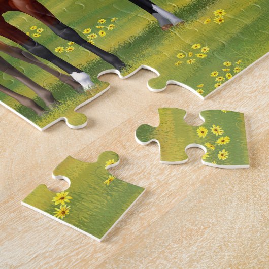 Bruine bazardpaarden in zomerperiode legpuzzel (Zijkant)