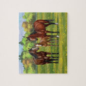 Bruine bazardpaarden in zomerperiode legpuzzel (Verticaal)