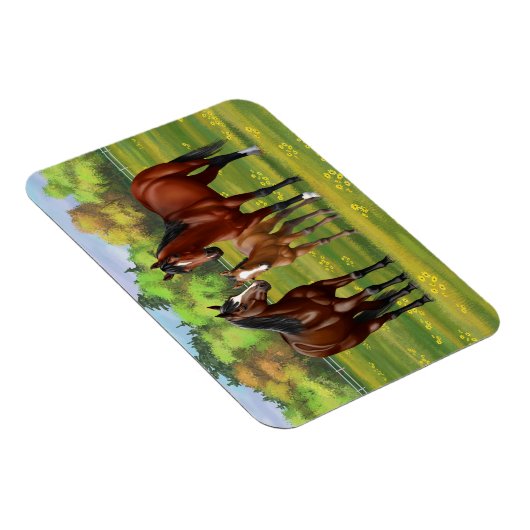 Bruine bazardpaarden in zomerperiode magneet (Rechterzijde)