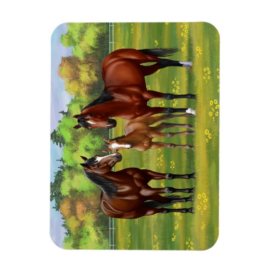 Bruine bazardpaarden in zomerperiode magneet (Verticaal)