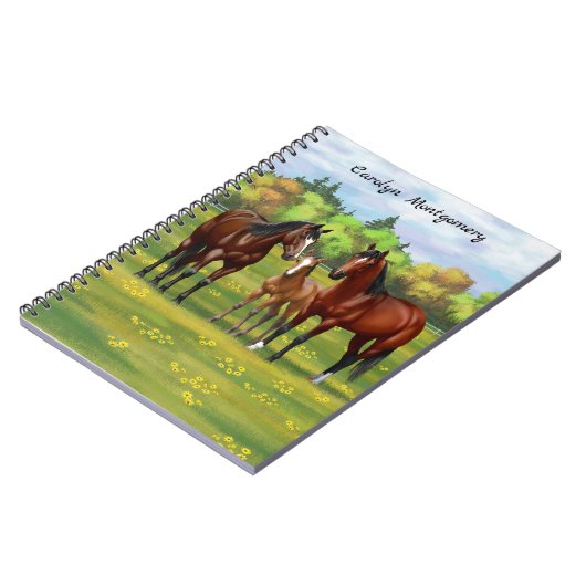 Bruine bazardpaarden in zomerperiode notitieboek (Linkerzijde)