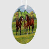 Bruine bazardpaarden in zomerperiode ornament (voorkant)