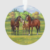 Bruine bazardpaarden in zomerperiode ornament (achterkant)